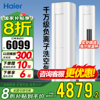 海尔(Haier)空调洗空气舒享版3匹 离子除菌降尘 新一级能效客厅立式柜机 KFR-72LW/E3-1