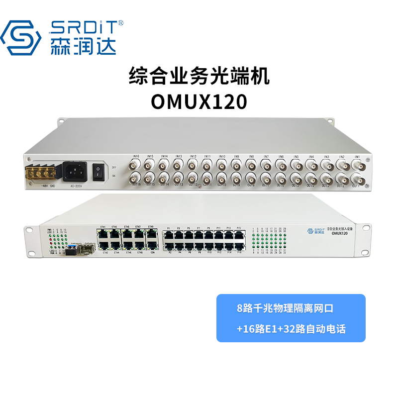 森润达SRDIT PDH光端机综合业务光端机电话光端机多业务光端机OMUX120 i8G16E32P/S80L