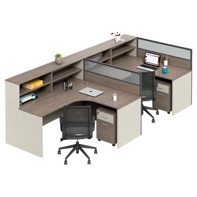 汉诺鑫威职员办公桌员工位卡座屏风位桌椅组合F型两人位[含柜/椅]