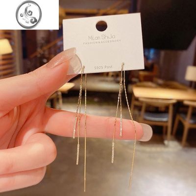 JiMi2023年新款潮网红款耳线女超仙高级感气质名媛流苏耳环圆脸显瘦长