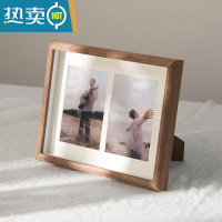 敬平简约创意相框摆台加洗照片四连组合相架情侣婚纱宝宝6寸相片像框 两联咖啡色(可放两张6寸照片10*15cm) 相框