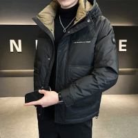 羽绒服男新款冬季外套短款保暖连帽外套鸭绒加厚上衣潮牌时尚