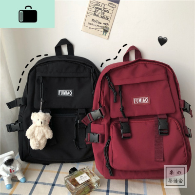 日系原宿少女书包 韩国ins港风复古工装百搭双肩包女高中学生背包NEW LAKE