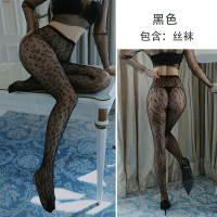 长夜漫漫情趣内衣复古提花连裤袜女性感显瘦镂空网袜黑色打底5077