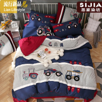 儿童卡通风可爱棉四件套棉被套孩子床上用品三件套男孩单人床 三维工匠