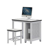 晋舰 机房微机室单双人培训电脑桌驾校培训考试桌子 0.8单人右机箱