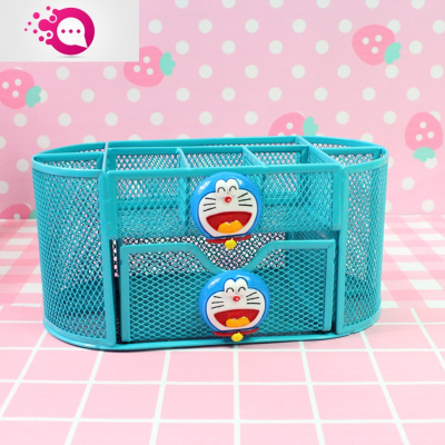 绿彩虹光北欧ins创意时尚可爱学生笔筒多功能办公桌面收纳盒大容量笔筒铁2个叮当款