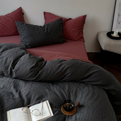 复古感~100支提花四件套简约纯棉被套床单床笠现代床品