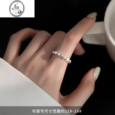 JiMi[]925银银碎银几两戒指素圈女食指戒指环夏小众设计感尾戒