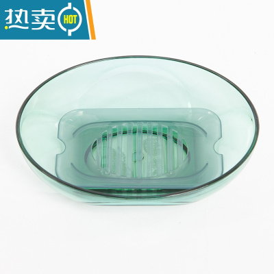 敬平创意肥皂盒简约风格沥水大肥皂架北欧风香皂盒时尚造型皂盒不积水 透明红+咖2个