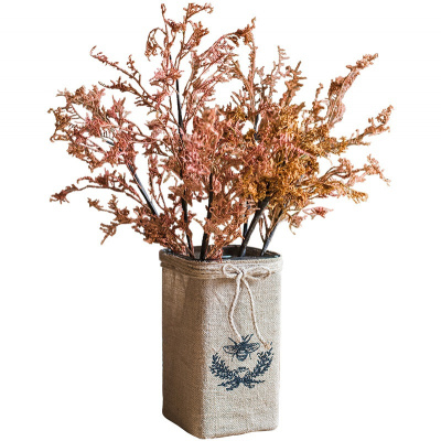 美帮汇粗放美式玻璃花瓶 麻布印花饰面 装饰艺术收纳瓶拍摄道具