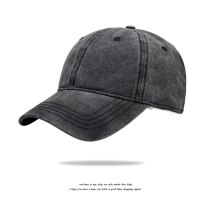 新款做旧棒球帽男女士春秋牛仔棒球帽大头围韩版潮冬季灰色鸭舌帽