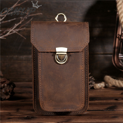 CCMVP品牌自营质量保证-CCMVP头层疯马皮真皮男士复古手机户外手机钱包小腰包单肩包