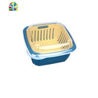 双层带盖塑料沥水篮密封水果五谷杂粮家用厨房干果收纳盒保鲜盒 FENGHOU