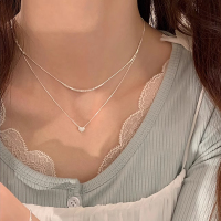 纯银碎银子爱心叠戴项链女款2025新款日常小巧精致锁骨链颈链送女朋友老婆情人节七夕生日礼物