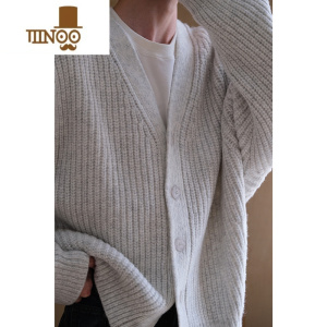 YANXU 山绒 剪裁感宽松慵懒风短开衫针织毛衣外套男女