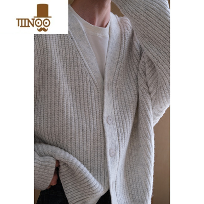 YANXU 山绒 剪裁感宽松慵懒风短开衫针织毛衣外套男女