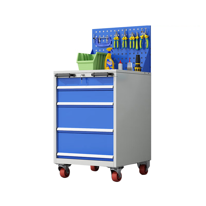 格具(GEJU) 工具柜五金多功能车间工厂维修工具零件整理柜 四抽工具柜(带轮子)