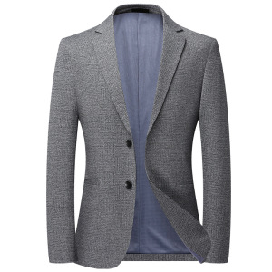 春秋薄款男西装韩版修身弹力免烫格纹小西装休闲单西