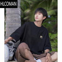 HLCOMAN 270g白色短袖T恤男夏季日系宽松休闲半袖男款