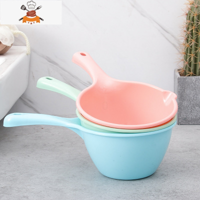 厨房加厚水瓢塑料水舀子家用长柄水壳汤勺加深平底厨房舀漂流水勺 敬平 小号单条颜色随机发
