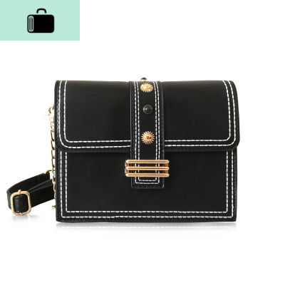 链条小包包女2020新款潮韩版小方包百搭高级感复古时尚单肩斜挎包NEW LAKE 黑色(链条肩带版)女斜挎包