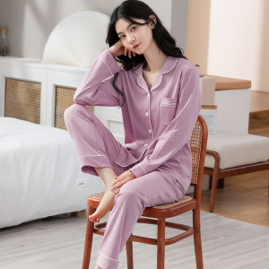 浪莎睡衣女春秋冬季纯棉长袖2025新款甜美开衫全棉家居服套装