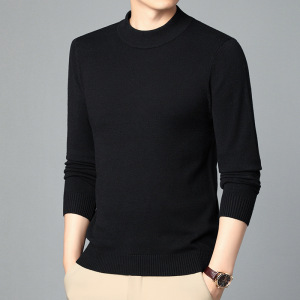 羊毛衫(40支精仿羊毛)秋冬新款男士半高领保暖纯色加厚毛衣男