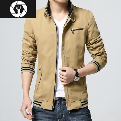 HongZun男士夹克潮流修身2020春秋季薄款外套韩版时尚中青年稳重休闲风衣风衣