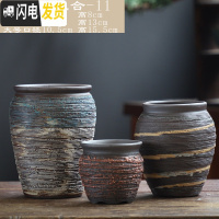 三维工匠多肉花盆大号老桩高盆大口径老庄植物创意陶罐粗陶透气陶瓷小花盆 DL手造-02组合3个 大花盆容器