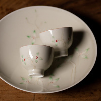 美帮汇粉彩兰花盖碗青灰釉茶碗三才盖碗冲茶碗功夫茶具公道杯茶杯泡茶碗