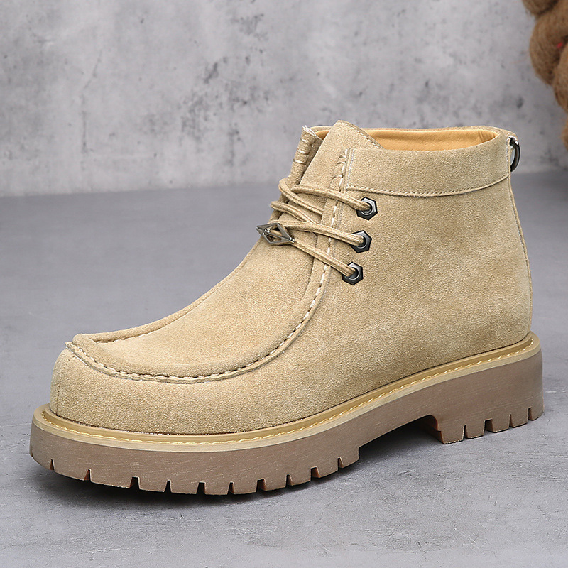 潮牌复古马丁靴男真皮骑士靴沙漠米奇大头机车靴厚底增高工装短靴