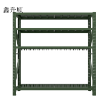 鑫升顺消防铁锹镐农具摆放架安保装备器材存放架军绿色拆装盾牌货架盾牌架2000*600*2000[工厂现做 7天内发货]