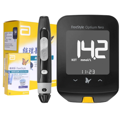 雅培血糖试纸辅理善越佳型至新血糖仪50片血酮血糖测试仪家用瞬感10片血酮试纸+10针+送酒精棉片