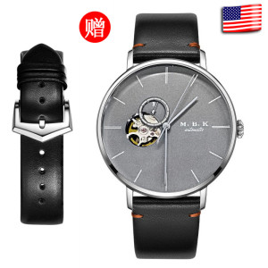 M.B.K欧美品牌手表男士全自动机械表 男表轻奢防水纤薄表简约时尚镂空潮流英伦风编织网带1007G-8
