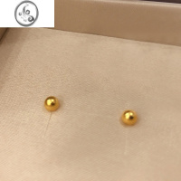 JiMi养耳洞钛钢镀真金迷你小金豆耳钉女简约日常圆珠耳饰品不褪色