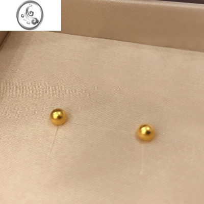 JiMi养耳洞钛钢镀真金迷你小金豆耳钉女简约日常圆珠耳饰品不褪色