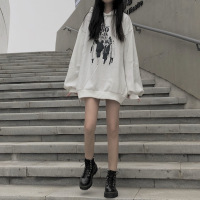 加绒卫衣女装秋冬新款韩版宽松复古港味连帽学生外套女装