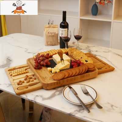 芝士板套装西餐牛排餐具创意竹木蛋糕板欧式刀叉套装水果板面包板 敬平 岩板双抽屉带刀套装