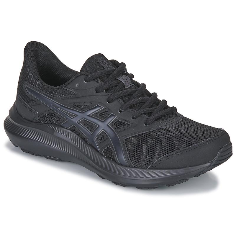 ASICS跑步鞋女透气舒适缓震灵活黑色网眼结构系带设计简约风格