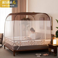 柔光用蚊帐 免安装蒙古包加密加厚方顶1.5/1.8m床 三维工匠