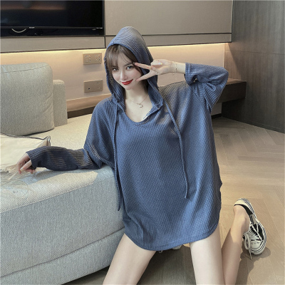 广赫休闲百搭中长款宽松显瘦连帽卫衣女秋季新款小个子显高长袖上衣潮卫衣