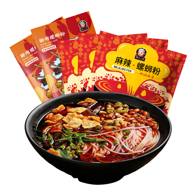 柳江人家螺蛳粉麻辣味加辣加臭广西特产速食螺丝粉正宗柳州螺狮粉柳江人家麻辣3包+加辣加臭2包