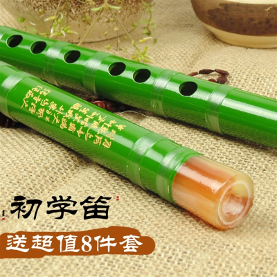 竹笛子GFEDC调学生苦横笛子初学入门乐器精制二节横笛黑白绿素女白E+全套配件+书
