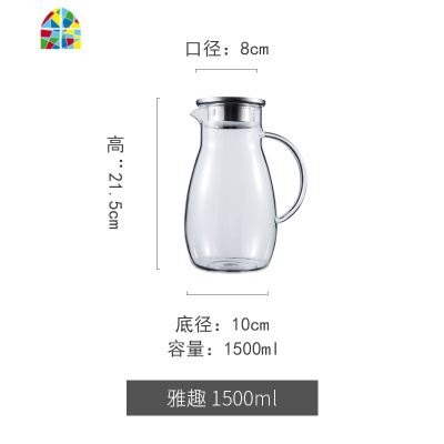 冷水壶凉水壶大容量透明玻璃水壶可高温防爆家用凉水杯冷水杯 FENGHOU 锤纹。V型高杯335ml2只装