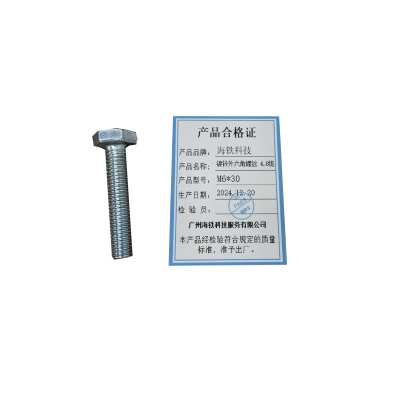 海铁科技镀锌外六角螺丝 4.8级 M6*30/个