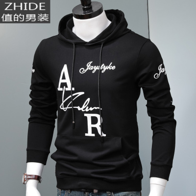 SUNTEK新款春季卫衣连帽衫男士时尚潮流春秋长袖上衣服印花潮牌男装韩版卫衣