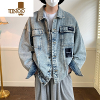 YANXU美式复古高街牛仔外套男女港风ins设计感宽松休闲潮流夹克