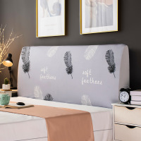 床头套罩北欧风格全包通用防尘软包保护床靠背简约现代木 灰白羽毛 高度50-65*长度120cm通用款