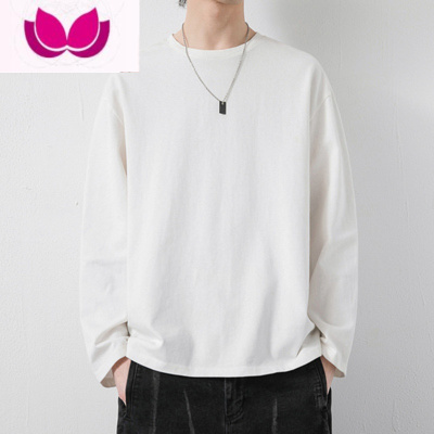 七斓320gt恤男长袖秋无性别速干体恤潮牌简约白色情侣打底衫